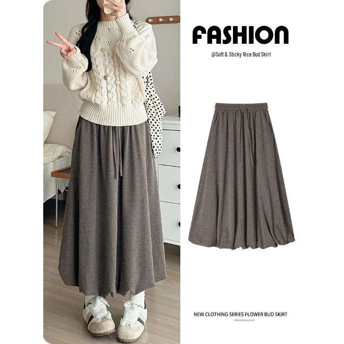 

Petite Plus Size Loose Fit Versatile Soft Skirt Pants with Floral Design XL кофейный