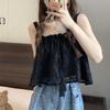Female Summer Sweet Hook Flower Fungus Edge Tied Doll Lace Camisole Top