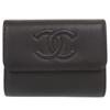 Used Like New Coco Mark Leather Black 22 Series Card Case Coin Case Wallet Black 1376 CHANEL
