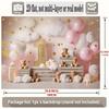 2D Pink 1st Birthday Backdrop with Teddy Bears & Stars for Baby Girl Photography Background