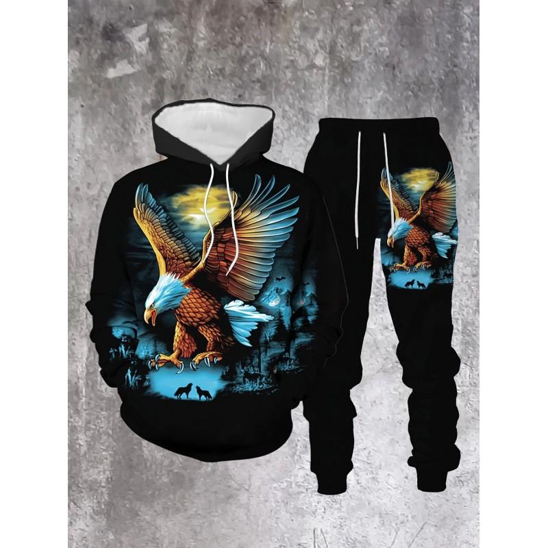Fashion Skull 3D Print Hoodie Sweatpants Set Men