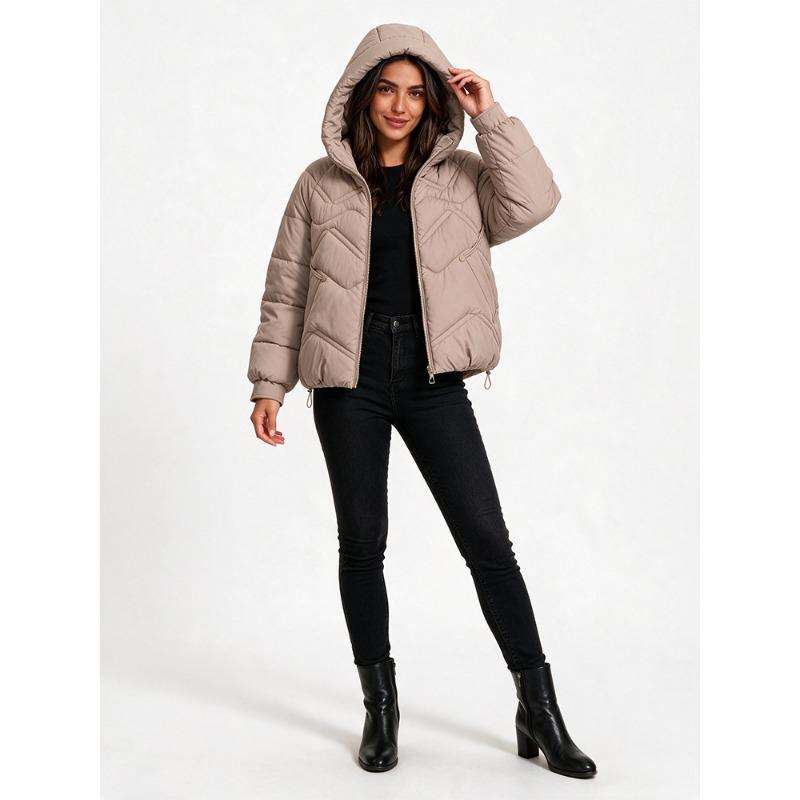 Women S Plus Size Hooded Thick Warm Fitted Puffer Coat
