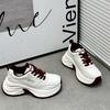 Muffin thick-soled small man increases height versatile dad shoes women's 2025 autumn and winter new round head leather sneakers