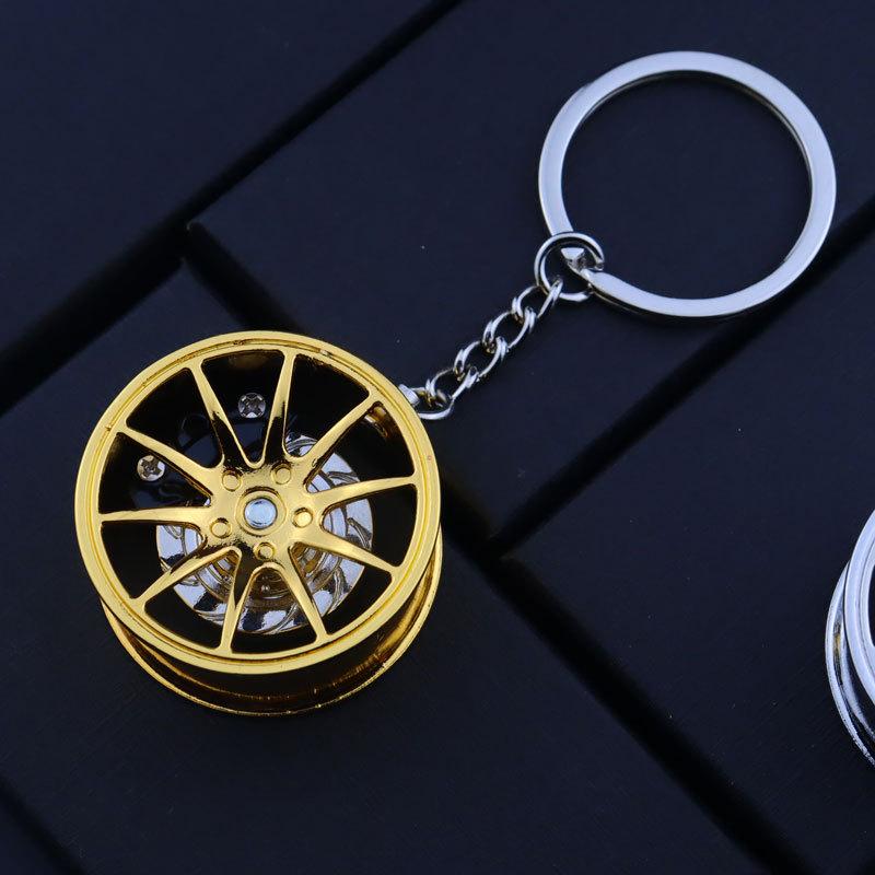 Cross-border Car Brake Keychain with Rotating Wheel & Laser Logo