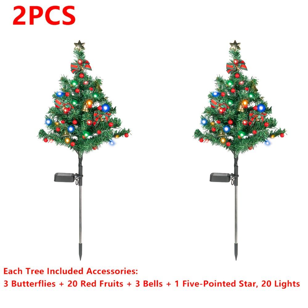 

2 шт. Рождественская елка, декоративные огни на солнечной батарее, кедровые светодиодные газонные садовые ландшафтные праздничные огни на Новый год, напольная лампа для двора теплый белый