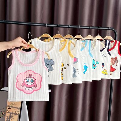 Children's Pure Cotton Vest Cartoon Girls' Summer Thin Suspender Boys' Pure Cotton Vest Baby Sleeveless Backing Vest
