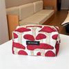 Vintage Canvas Make-up Tasche Roter Pilz/Granatapfelblüten Druck Große Größe Münz-Schlüssel-Tasche Waschbar Tragbare Handtasche Geschenk