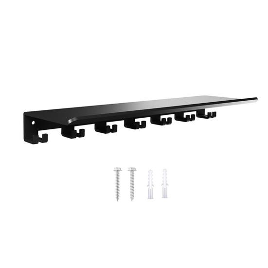 Floating Shelf Organizer Home Gym Equipment Storage Metal Rack Wall Mount Fitness Gear Holder with Hooks T-Lock Adapters