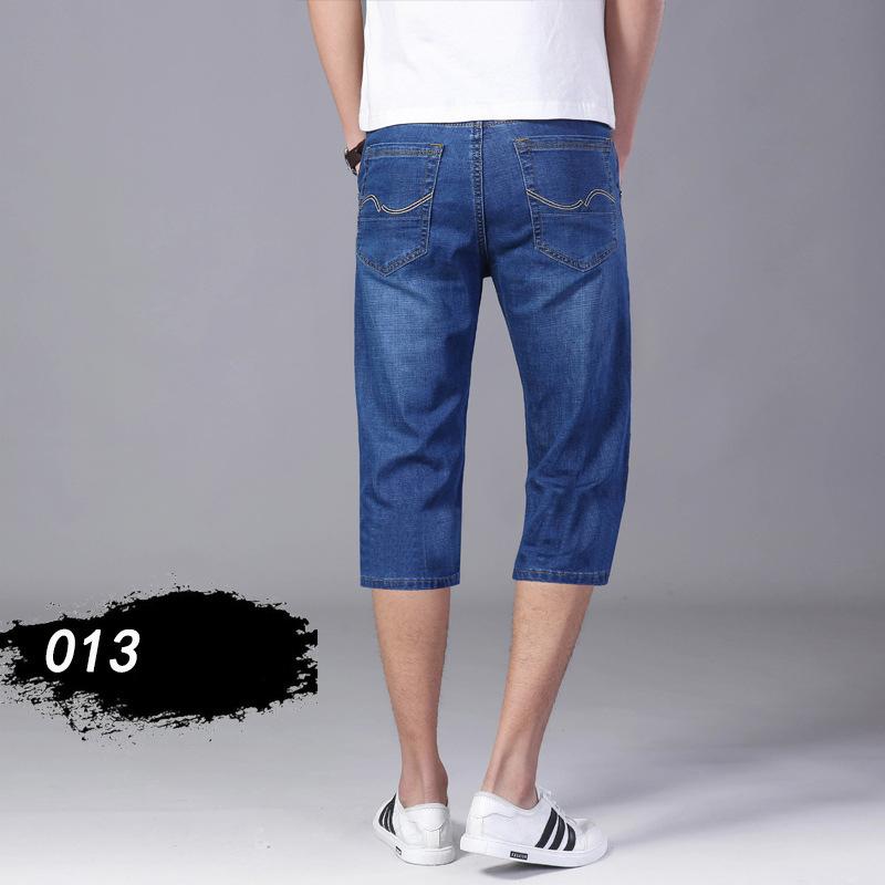 Pantaloncini in denim di seta ghiacciata da uomo, estivi, sottili, larghi, da indossare all'esterno, cinque nei pantaloni, sette pantaloni da marea dritti