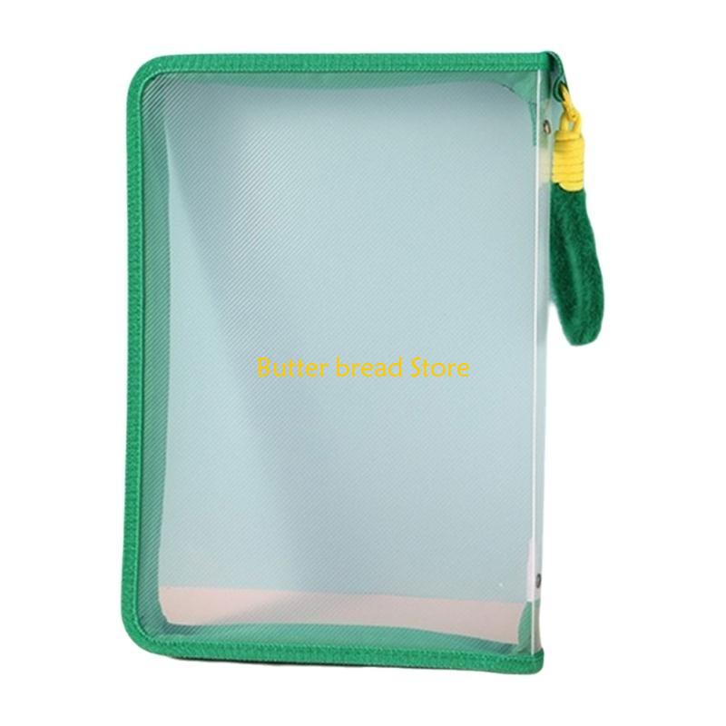 W89C A 4 Document Folders File Folders with Zippers Document Clear Document Wallets Plastic Bag for Student зелёный