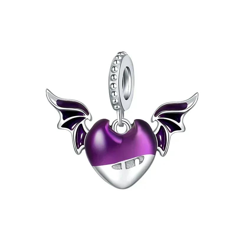 Halloween Copper Skull Charm Luminous Pumpkin Ghost Clown Bead Pendant Ring Necklace Bracelet Diy Jewelry Gift