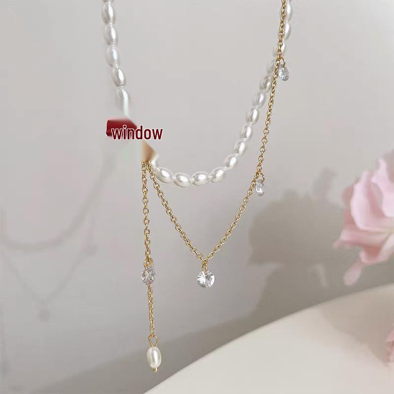 Sweet Rose Pearl Necklace: Women's Light Luxury French Retro Choker Accessory