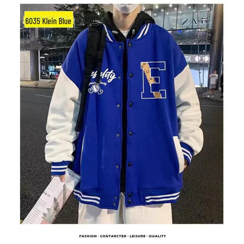 Men's Color-Block Print Baseball Jacket for Students