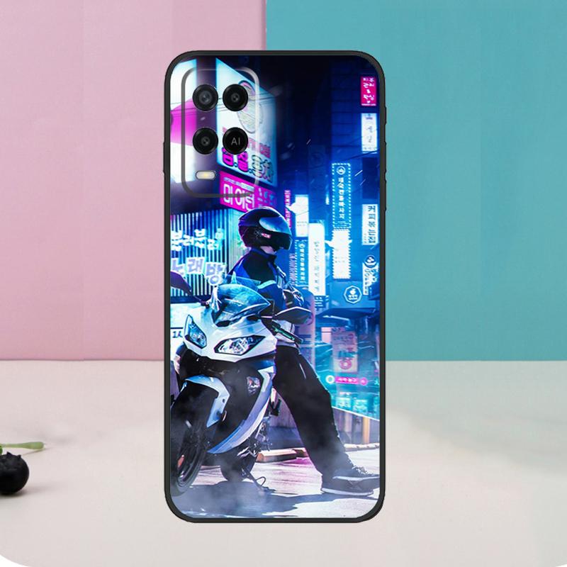 Neon Motorcycle Biker Case For Oppo A5 Pro A6 A15 A16 A76 A96 A17 A57 A98 A58 A78 A18 A38 A54 A74 A94 A40 A60 A80