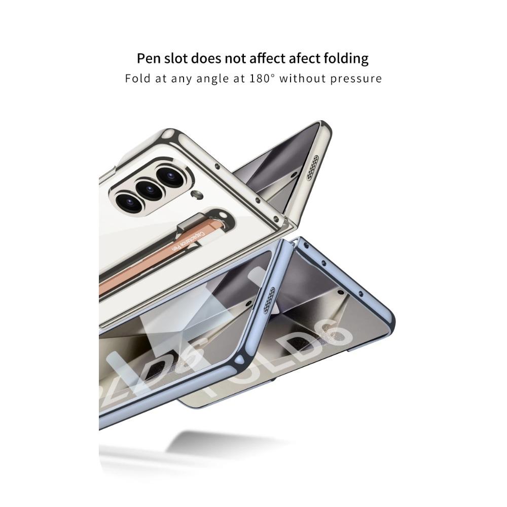 Cadru galvanizat transparent Husă dur pentru telefon pentru PC pentru Samsung Galaxy Z Fold 6 5 Husă rezistentă la șocuri cu stilou tactil de protecție pentru ecran