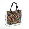  Boho Geometric Pattern Tote Bag Casual Large Capacity Shoulder Handbag for Daily Use