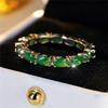 Luxury Crystal Green Oval Stone Rings For Women Vintage Gold Color Wedding Band Bridal Jewelry Engagement Gift