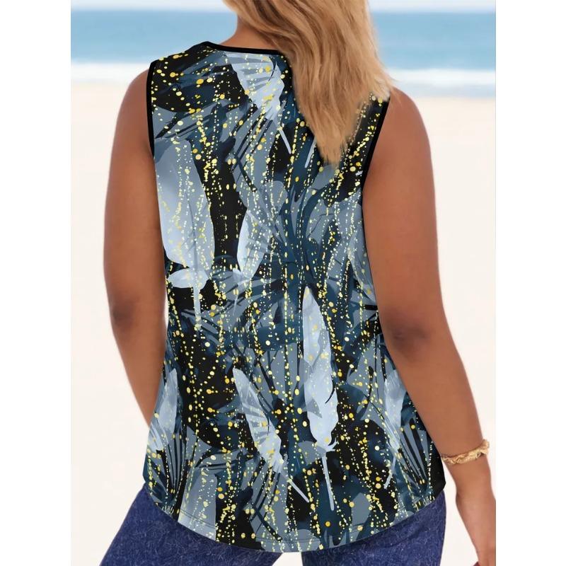 Summer Women's Sleeveless Colorful  Vest Comfortable Soft Leisure Loose Fashionable Versatile Vest