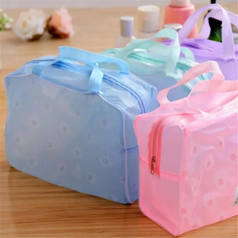 1 peça de plástico à prova d'água transparente organizador sacos cosméticos maquiagem casual viagem artigos de higiene pessoal banho armazenamento sacos