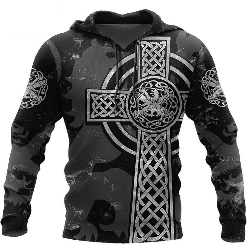 Viking Mythology Printed Men 3d Vintage Print Hoodies Autumn Long Sleeve Sweatshirt Casual Hoodies Men Sweatshirt Coat