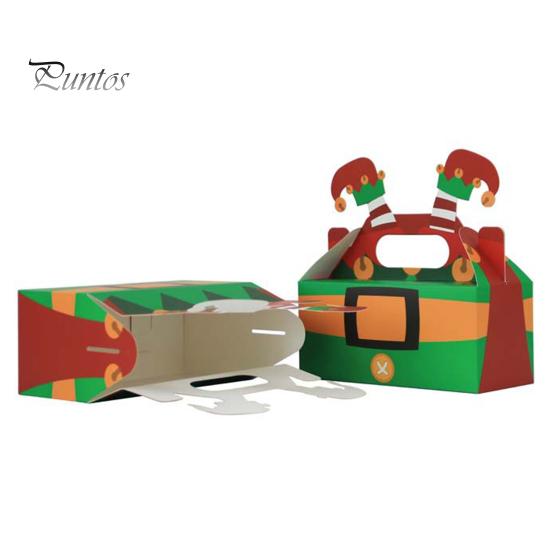 Cutie de cadouri de Crăciun, 10 buc., Cadouri din carton de Crăciun, Cutii de biscuiți cu bomboane cu mâner, pungi de bunătăți, consumabile pentru petreceri de vacanță