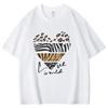 Leopard Print Tiger Skin Heart Pattern Unisex Women Cotton Tshirt Love In Wild Print Retro Designed Unisex Tee Loose Graffiti Top