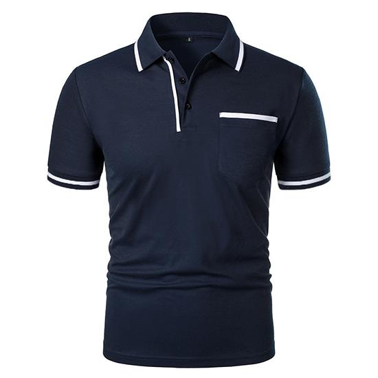 T-shirt Polo Casual à Manches Courtes et Revers avec Poche Boutonnée pour Homme Chemise de Sport pour Homme