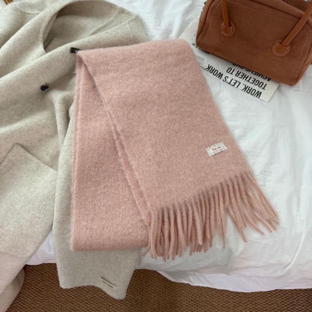 Morandi Color Wool Blend Scarf - Solid Color Series for Autumn/Winter