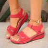 Summer 2023 Retro Women's Round Toe Wedge Sandals - Large Size & Comfortable with Stitching Detail