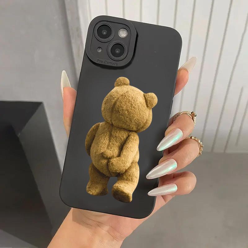 Teddy Bear Couple Cartoon Phone Case For iPhone 16 15 14 13 12 11 Pro Max XS XR X 7 8 15 16 Plus SE 2020 Soft Silicone Cover