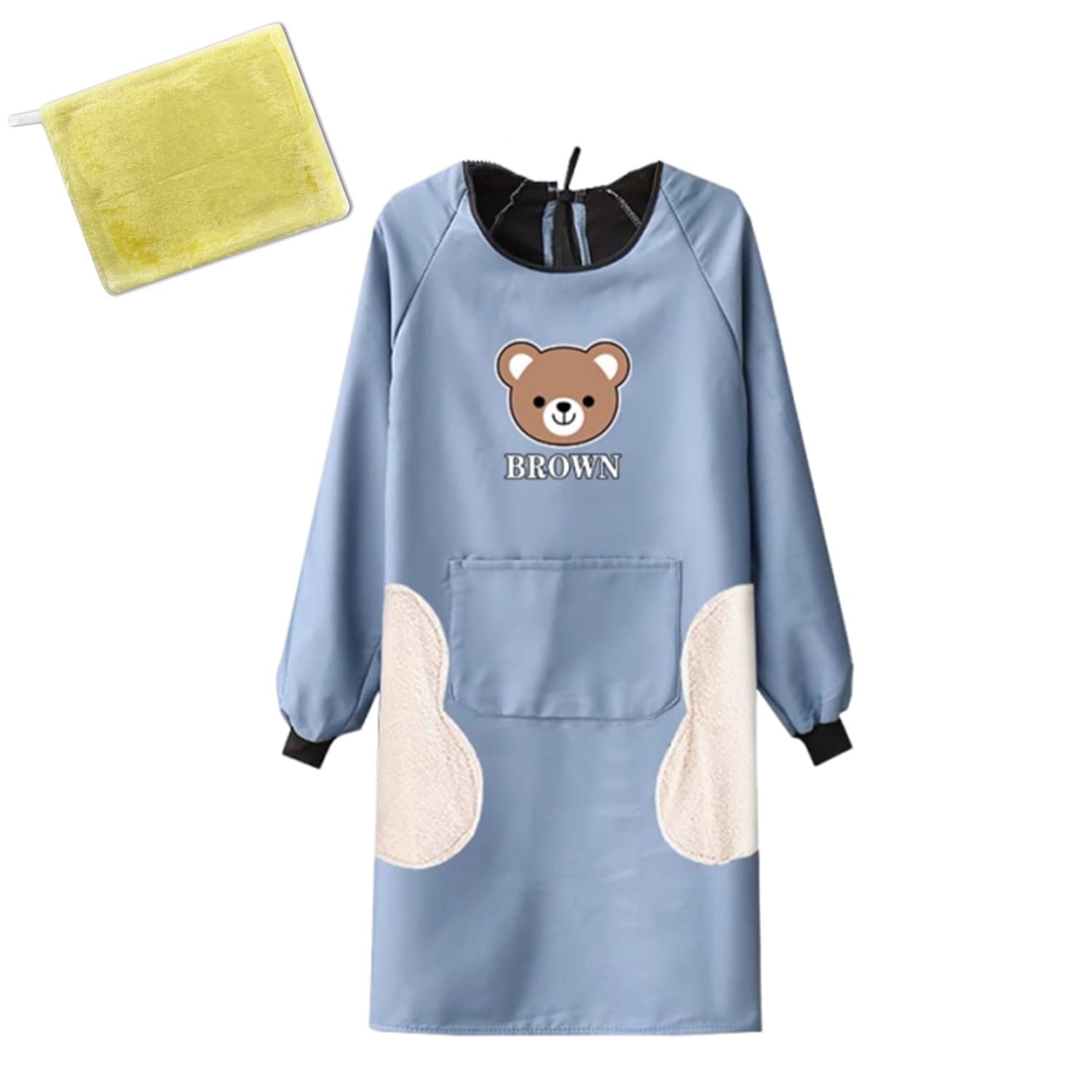 

Cooking Fleece Long Long Water Stain Large Nursery Cooking Cloth Included [Sevenara] Apron, Lining, Women s, Winter, Warm, Sleeves, Length, Pockets, синий