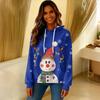 Women's Loose Comfortable Casual Fashion V-Neck Christmas Print Long Sleeve Hoodie