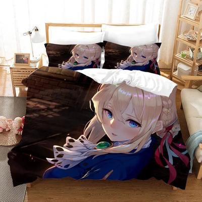 Anime Violet Evergarden Bequeme Bettdecke Bettbezug Kissenbezug Bettwäscheset Kinder Schlafzimmer Dekoration Heimtextil