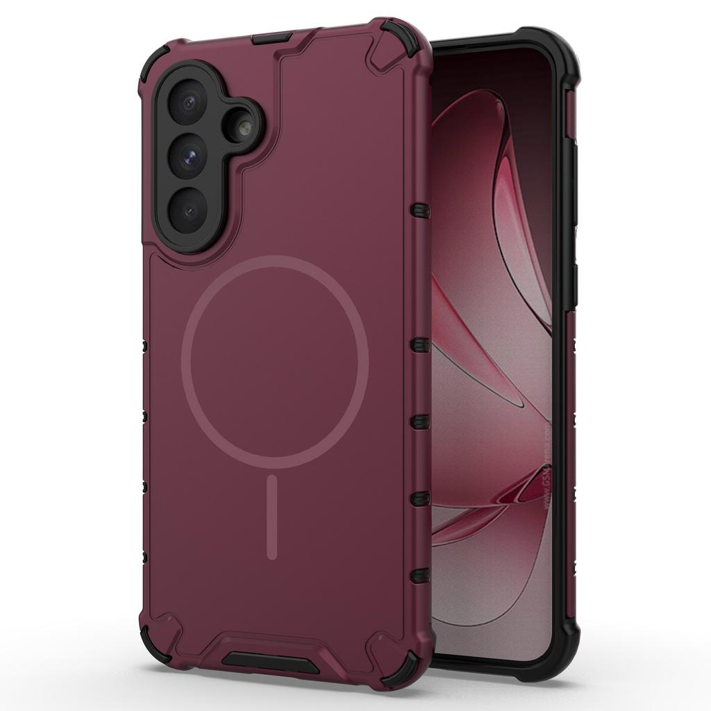 For Samsung Galaxy A56 5G Magnetic Case Corrugated Texture Heat Dissipation TPU+PC Phone Back Cover