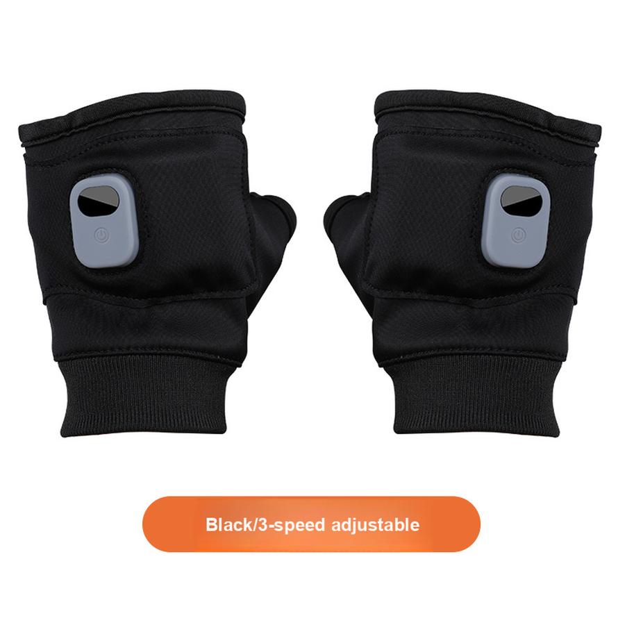 2 Pcs USB Graphite Quick Heating Gloves Game Office Outdoor Half Finger Smart Temperature Control Long Battery Life Warming Hand Warmer