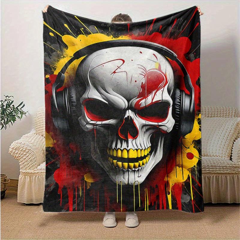1pc Headphones of Death Soft, Decorative Blanket, Living Room, Travel, Camping, Car Blankets, Beach