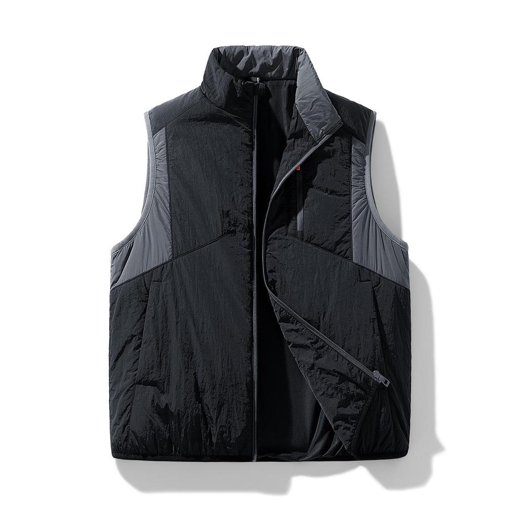 Lightweight Color Block Stand Collar Winter Warmth Vest with Zipper