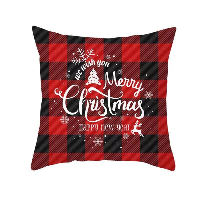 Classic Red Plaid Christmas Pillowcase Festive Home Decoration Gift Pillow Cushion Cover