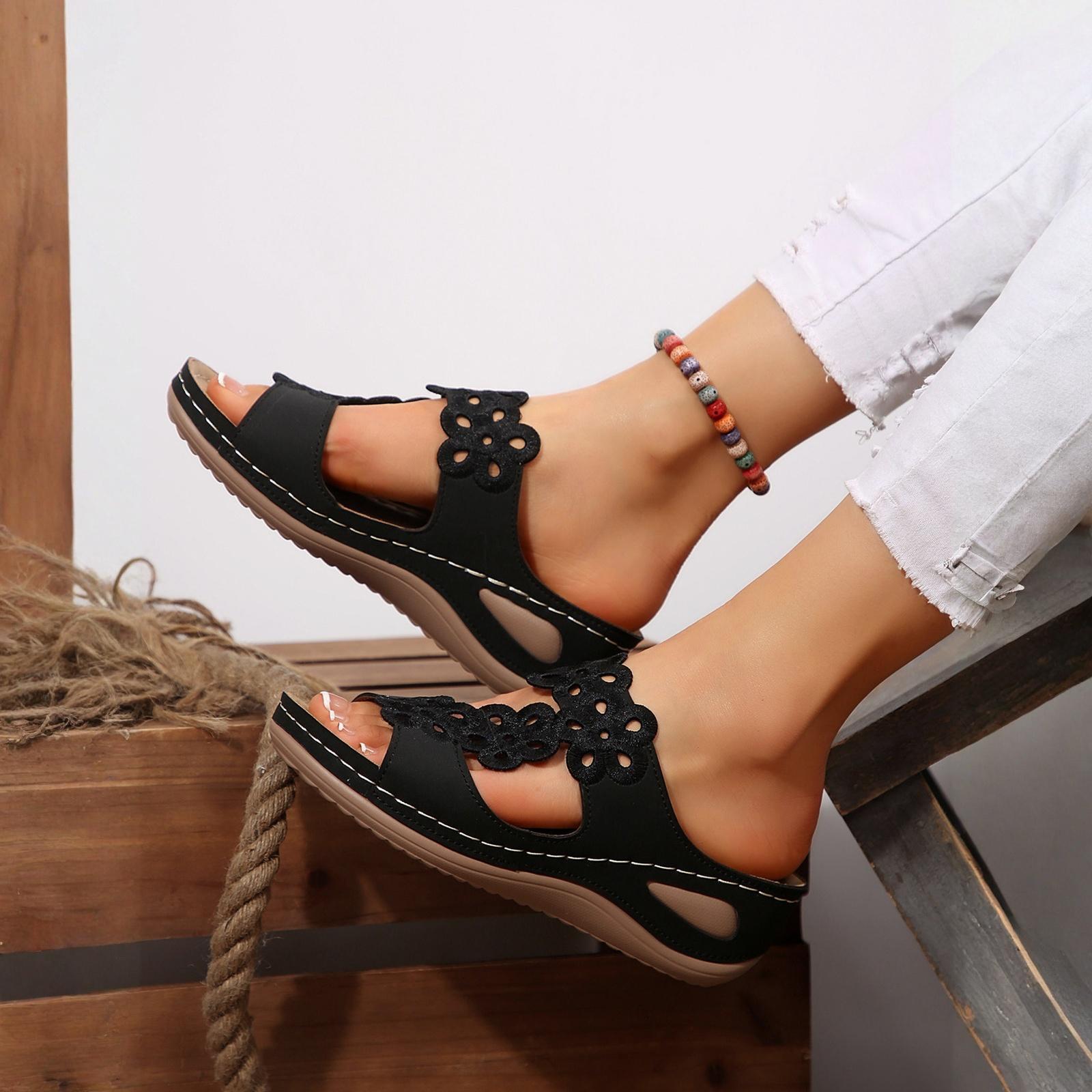 Women s Plus Size Peep Toe - Roman Sandals 39