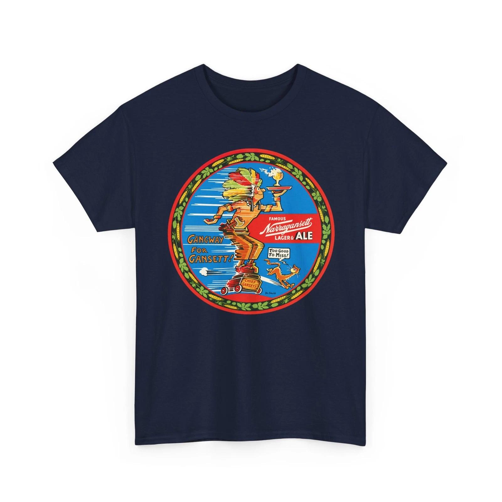 Narragansett Lager & Ale Chief Gansett Dr. Seuss Beer Retro Breweriana T-Sirt S