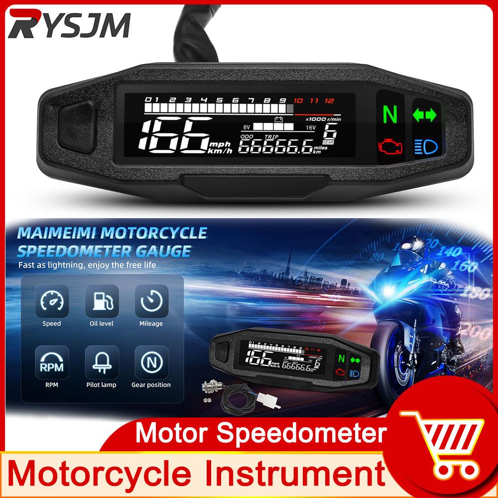AD 12000 U/min Drehzahlmesser Motorrad Tachometer + Blinkeranzeige Motorrad Tacho Digitales Armaturenbrett Panel ODO TRIP