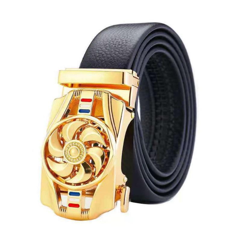 Ceinture Homme en Alliage et Cuir de Vachette à Boucle Automatique pour un Port Décontracté et Polyvalent