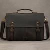 Pasta de Couro Crazy Horse Bolsa de Mão de Couro Retrô Bolsa para Computador de Viagem de 16 Polegadas Bolsa Tiracolo Mensageiro Masculina