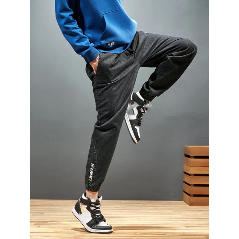 Men's Jogger Jeans Streetwear Black Blue Casual Denim Cargo Pants Stretch Taper Jeans Baggy Trousers