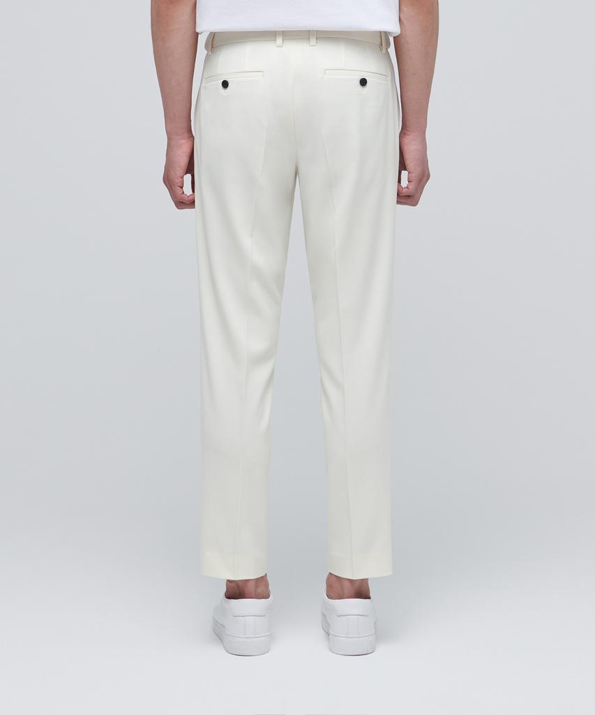 MUSINSA STANDARD Skinny Hidden Elastic Waist Crop Slacks [Cream]