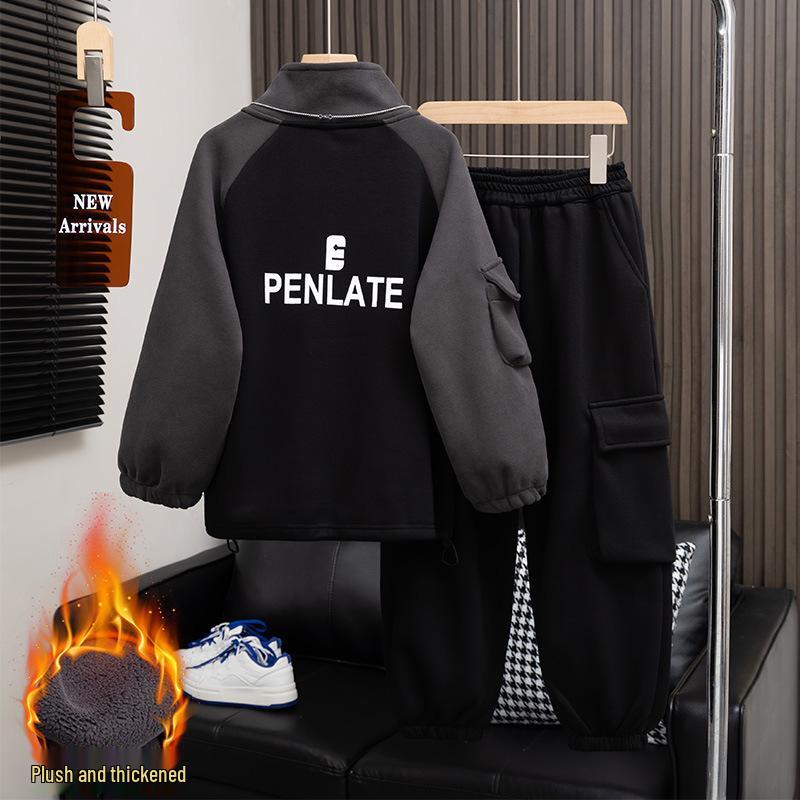 

Комплект зимнего худи для мальчиков на флисовой подкладке - Новый тренд 2025 года для детей среднего и старшего возраста 120 cm