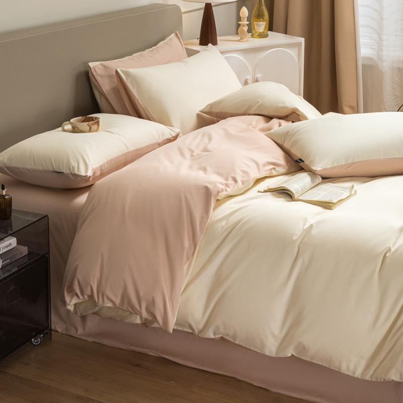 

2 high-grade 80 long-staple cotton bed 4pcs set, pure cotton bed sheet quilt cover, cotton bed hat three-piece set 1.2 Sheet3pcs quilt 1.5*2m