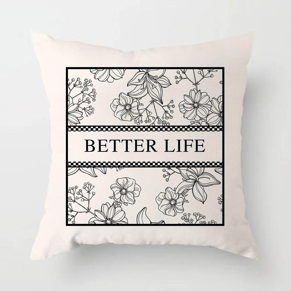 American Retro Light Luxury Pillow Black and White Sofa Living Room Pillow Cushion Dormitory Bedroom Bedside Pillow Removable and Washable