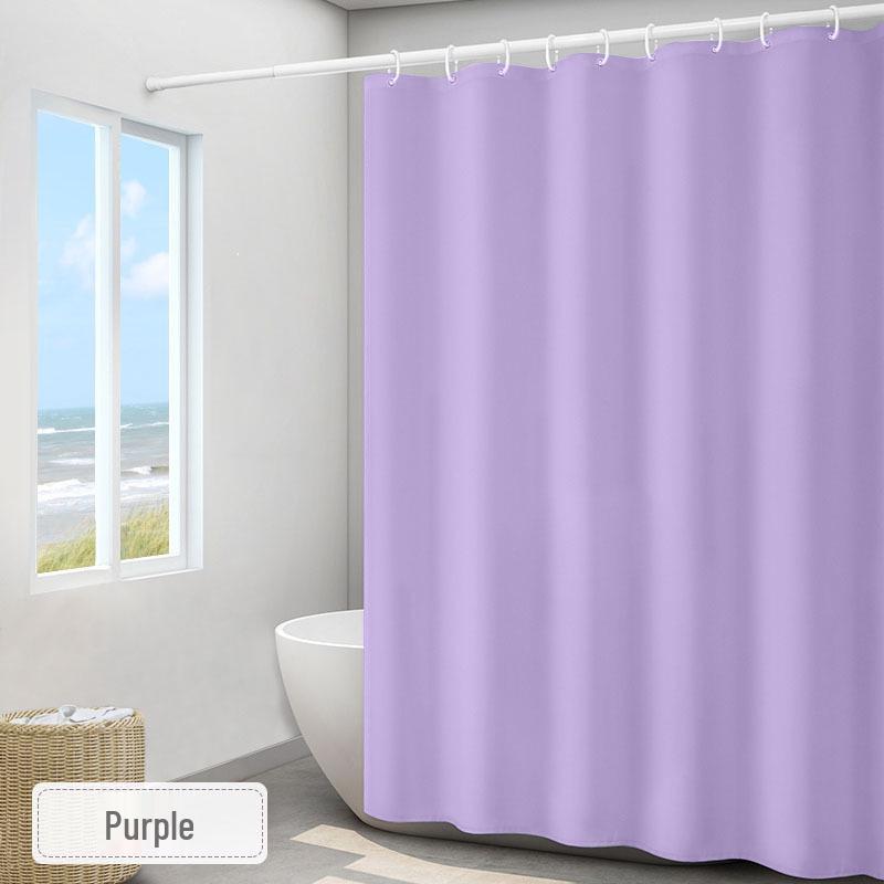 Thickened Waterproof Polyester Shower Curtain - Mildew-Proof Solid Color for Bathrooms and Hotels