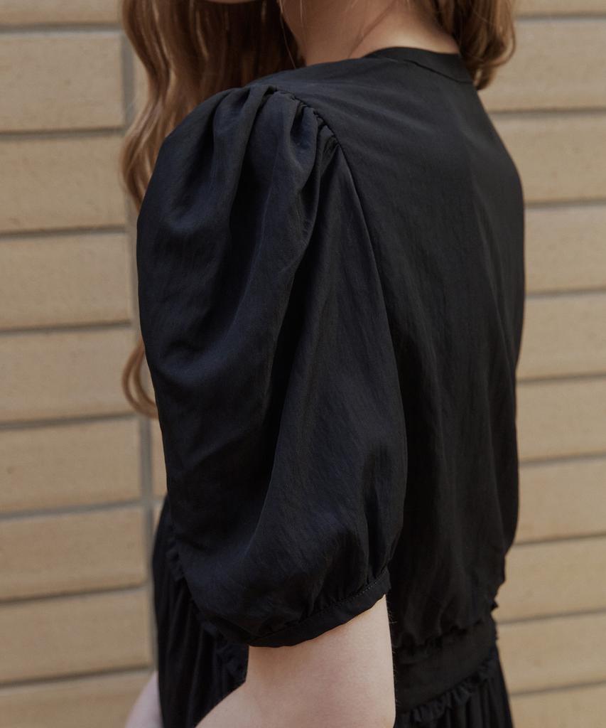 GREENBUTTER Viscose Frill Dress (Black)